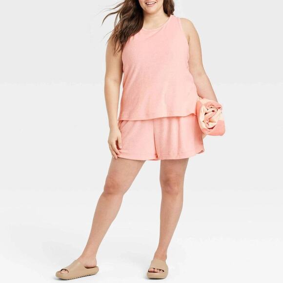 A New Day Blush Pink Mid-Rise Terry Cloth Pull-On Shorts 4X NEW - Picture 5 of 5